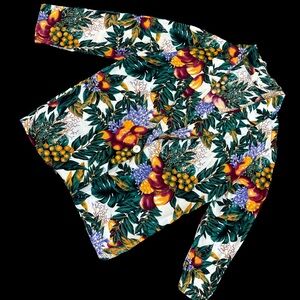 Fruit and botanical print single button blouse - L 27x21